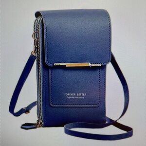 Blue Crossbody Phone Purse, Touch Screen, RFID Blocking NEW